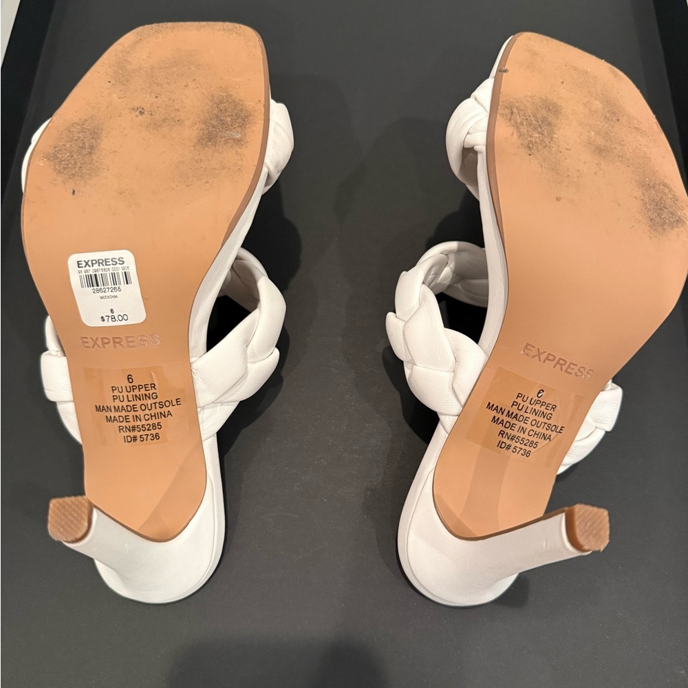 Express Women's Braided White Heeled Sandals - Picture 4 of 4